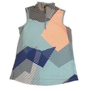 Jamie Sadock Top Womens‎ Small Multicolor Sleeveless Graphic Zipper Stripe